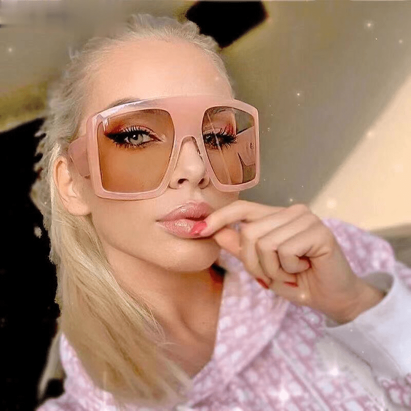 2021 Vintage Big Frame Oversized Sunglasses Women Pink Sun Glasses Me –  JollyHola